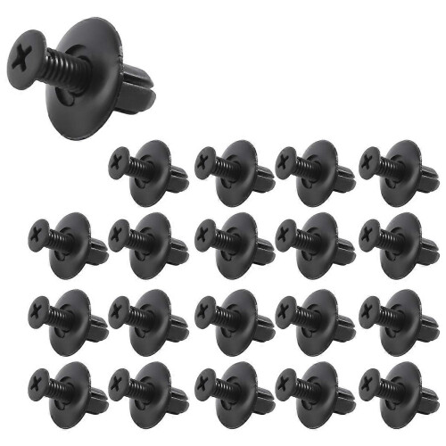 20pcs Black 8mm Hole Insert Expansion Screws Panel Clips Plastic Rivet