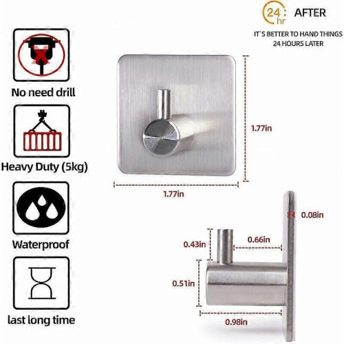 Stainless Steel Wall Hooks, Coat, Hat, Towel, Robe Rack 1