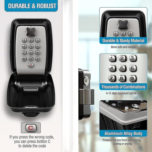 Wall Mounted Waterproof Outdoor Key Safe Box for Secure Key Storage 2