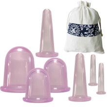 (Purple) 7-piece Set Of Silicone Vacuum Cupping Jars For Massage, Anti-cellulite Suction Cups For Face And Body Pain Relief
