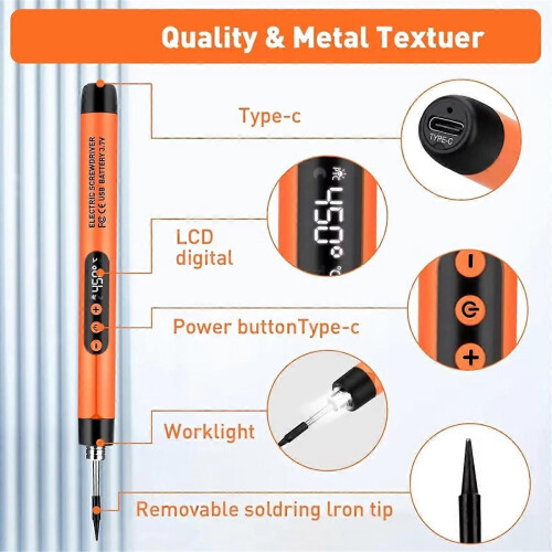 Mini Cordless USB Soldering Iron Kit, Portable with LCD Adjustable Temperature 1