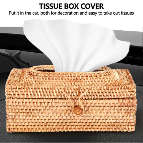 Handmade Rattan Tissue Box Elegant Desktop Storage Home Decoration 1