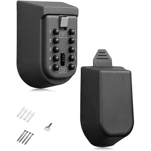 Wall Mounted Key Safe Box, Weatherproof, 10-Digit Combination Lock, Anti-Theft Storage 2