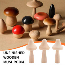 10pcs Large Unfinished Unpainted Wooden Mushrooms compatible with Arts and Crafts Projects