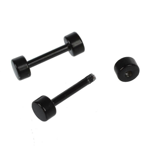 1 Pair Men's Barbell Titanium Steel Stud Earrings