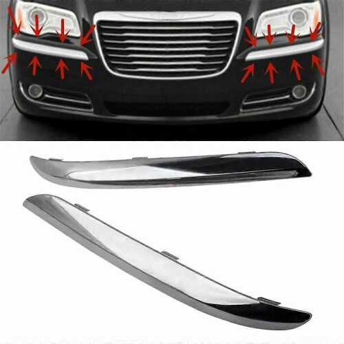 Chrome Front Bumper Molding Trim compatible with Chrysler 300 Accent 2011-2014 1