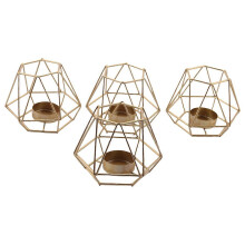 4-piece Metal Geometry Design Cave-like Tea Light Holders compatible with Weddings