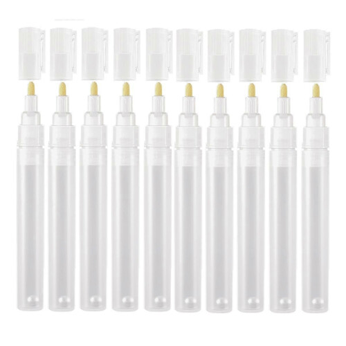 10PCS 3mm Empty Refillable Blank Paint Touch-Up Pens Round Angled Head Paint Markers