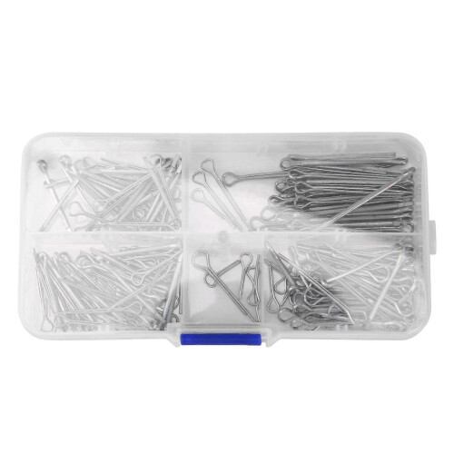175pcs Split Pin Set with Cotter Fixings, Various Sizes, Galvanized Steel with Hard Case