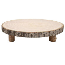 11-inch Wooden Cake Stand, Round, Paulownia Wood with Feet