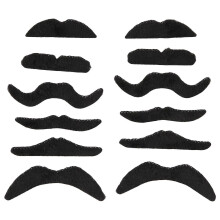 12 pcs Self-Adhesive Assorted Fake Beard Set compatible with Costume Parties Birthdays