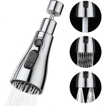 Shower Sink Kitchen Faucet 360 Degres, 3 Models Kitchen Faucet , Adapter Faucet - Silver
