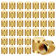 60-piece 1/4 inch Flare Round Caps, Brass Fittings without Ring, Compatible with HVAC Valve Caps for Household, Industrial Use