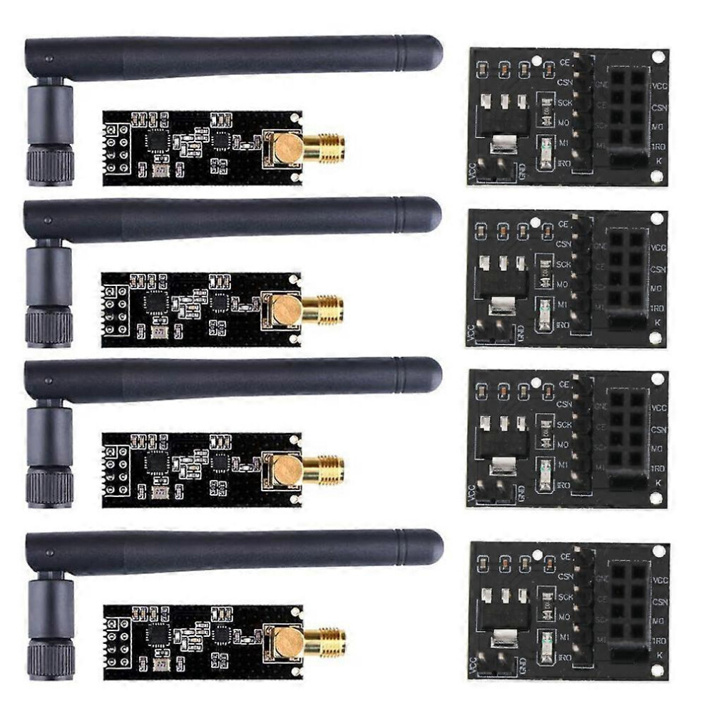 4Pcs Nrf24l01+Pa+Lna Radio Modules With Antenna, 1100 Meter Range 3734847558949