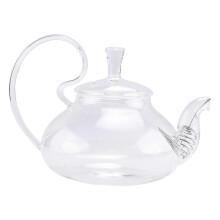 650ml Heat-resistant High-handle Flower Coffee Glass Teapot with Strainer