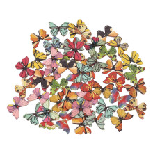 50pcs 2-hole mixed butterfly wooden buttons compatible with sewing, scrapbooking and DIY projects
