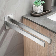 Towel Rail Drilling Square Towel Rail Stainless Steel Double Arm Towel Holder for Bathroom Kitchen