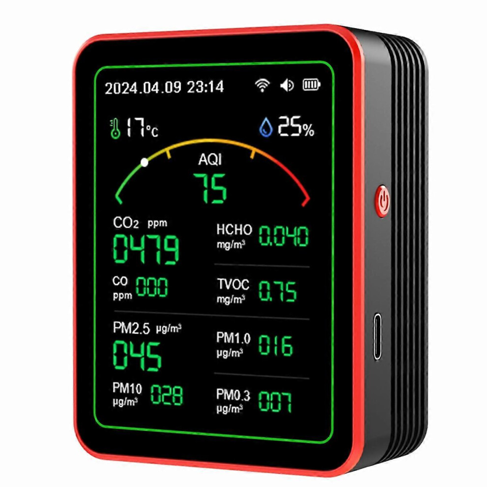 15-in-1 Portable Air Quality Detector, TVOC HCHO PM2.5 PM10 PM1.0 PM0.3 Temperature Humidity Tester