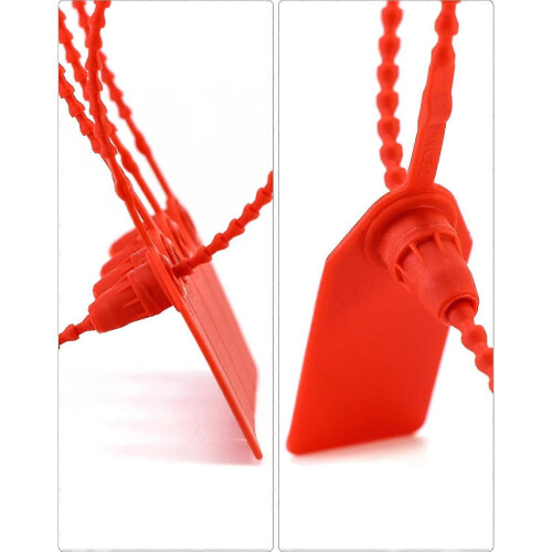 (Red) Plastic Tamper Seals, 100 Pcs Self Locking Safety Zip Ties, Pull-Tite Safety Label for Fire Extinguishers 2
