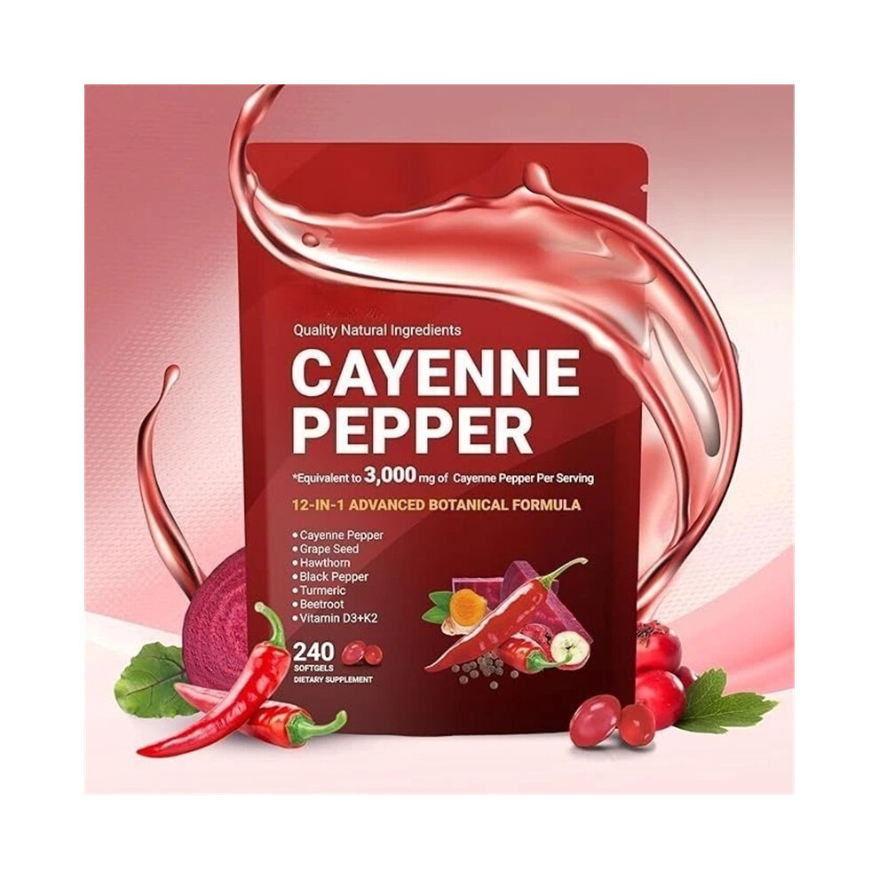 Cayenne Pepper Softgel Support Leg Vein Heart Blood Vessel Health Vitamin D3+K2