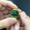 Green Dial Ring Watch Stainless Steel Band Silver 5