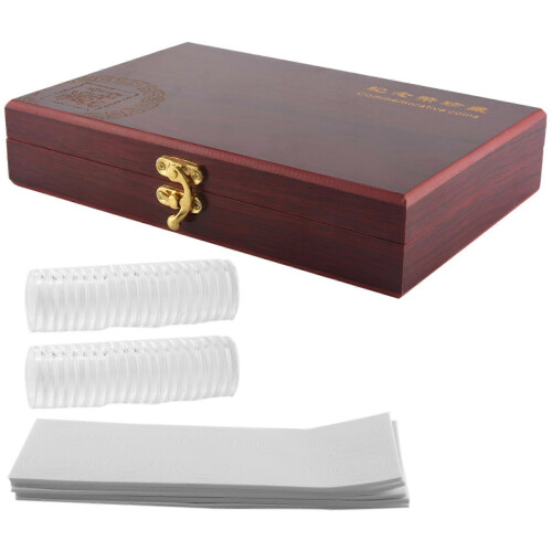 50Pcs Wooden Coin Protection Display Box Commemorative Collection Round Storage Container 2