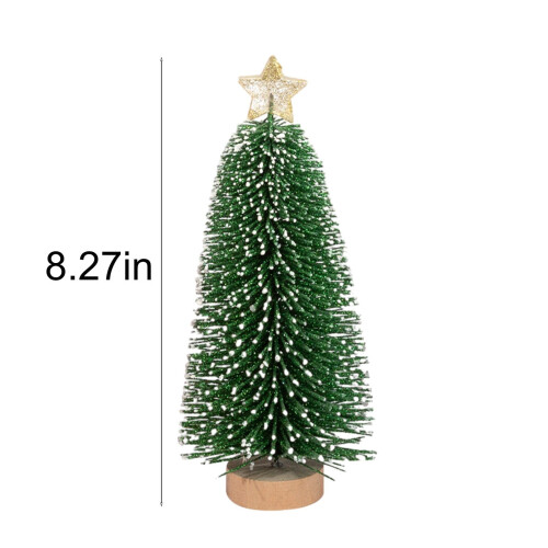 Miniature Needle Christmas Tree with Wooden Base Green 2