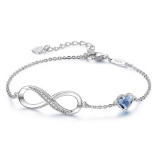 (D) Infinity Heart Symbol Charm Bracelet For Women 925 Sterling Silver