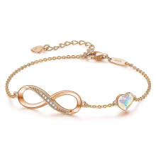 (C) Infinity Heart Symbol Charm Bracelet For Women 925 Sterling Silver