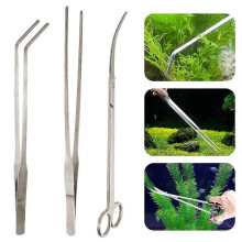 3 in 1 Stainless Steel Aquarium Tank Aquatic Plant Tweezers Scissors Tool Set for Fish Tank Plants