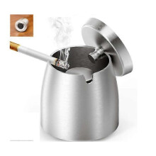 Ashtrays with Lid for Cigarette, Stainless Steel Smokeless Outdoor Ashtrays for Home Easy Clean House Decorations