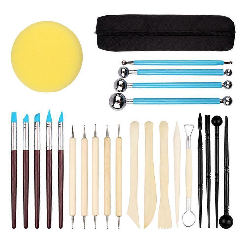 (25PCS) 25Pcs Clay Sculpting Tools Kit Clay Modelling Tools Wooden Polymer Clay Tools Rubber Pottery Tools
