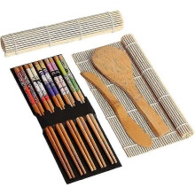 9pcs Heilwiy Sushi Making Kit, Bamboo Sushi Kit, Includes 2 Sushi Rolling Mats, 5 Pairs Gift