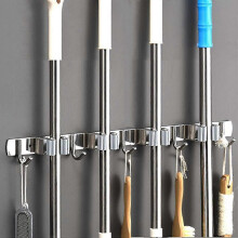 Stainless Steel Mop Clip Multi-function Hanger Bathroom Broom Storage Rack