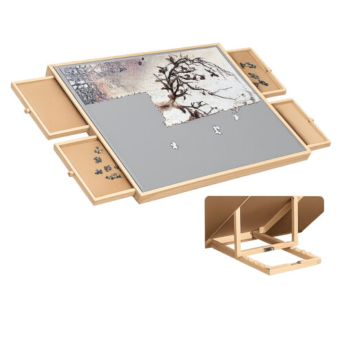 Gr8 Home Wooden 1000 Pcs Jigsaw Puzzle Table Easel With Tilting Rack 4 Drawers 2