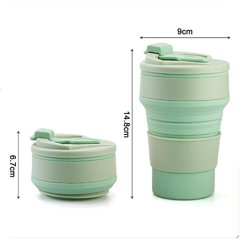 Collapsible Silicone Travel Coffee Cup, Foldable Mug with Lid 1