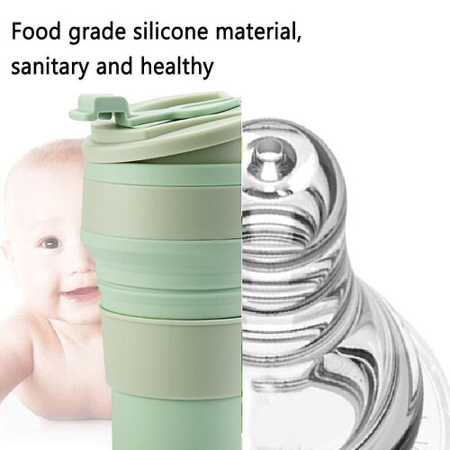 Collapsible Silicone Travel Coffee Cup, Foldable Mug with Lid 2
