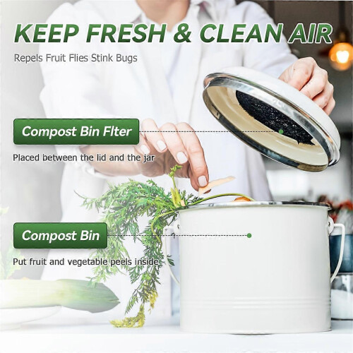 Filtros de 17 cm (6,7 polegadas) para compostor, compatíveis com baldes de compostagem de cozinha e bancada. 2