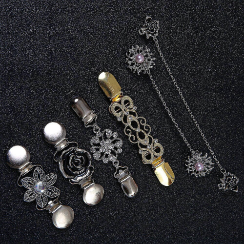 6 Pieces Retro Cardigan Clip Sweater Collar Clip 1
