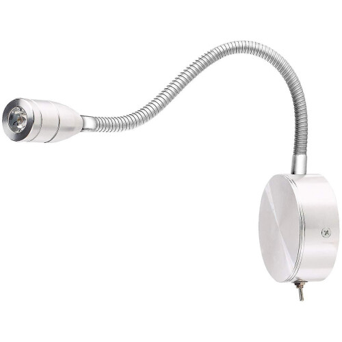 Επιτοίχιο φωτιστικό ανάγνωσης LED με λαιμό Swan Neck 3W, ψυχρό λευκό, συμβατό με Lunartec 2