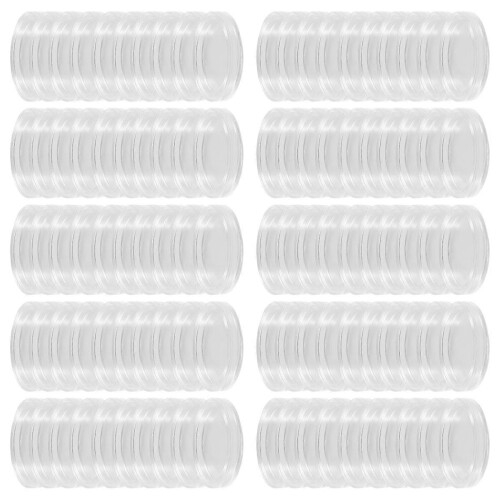 100pcs 21mm Round Clear Plastic Coin Storage Capsules Display Cases Holders 1