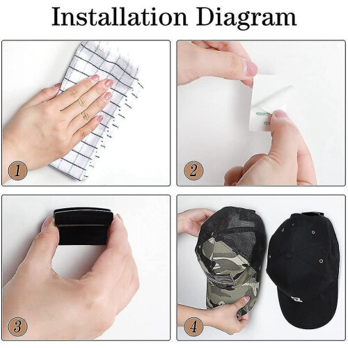 12 Pieces Hat Rack Organizer, Wall Mount Adhesive Hat Hooks for Baseball Cap Display 2