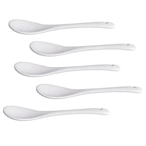 10 Pack White Porcelain Ceramic Coffee Dessert Egg Spoons 2
