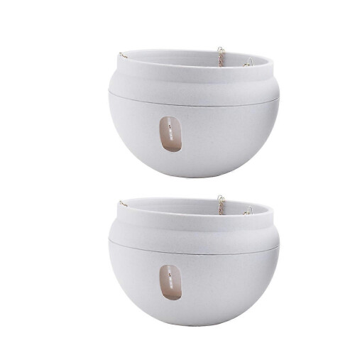 2 pcs Self-Watering Plastic Hanging Flower Pot Basket with Hook and Removable Base 1