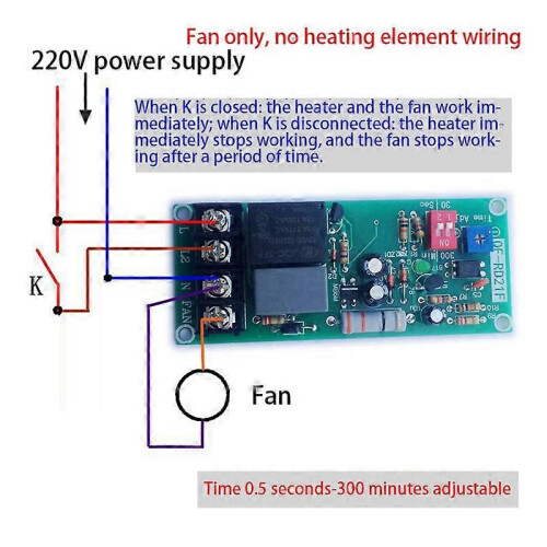 AC100V-220V Adjustable Timer Control Relay Module Switch-Off Delay Switch Board compatible with Ventilation MR22 2