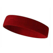 (Red) Sweatbands Sports Headband for Men & Women, Moisture Wicking Hairband Athletic Towel Headbands Cotton Head Sweat Bands