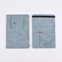 (Light Blue) Passport Holder Cover Travel Wallet Organiser, Passport Case with RFID Blocking, PU Leather Travel Document Holder