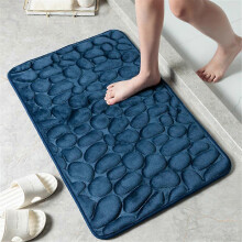 (50x80cm, Navy) Cobblestone Embossed Bathroom Bath Mat Non-slip Bathtub Floor Rug Shower Room Doormat Memory Foam Pad