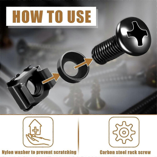 50pcs M6x16mm computer rack-mount cage screws, nuts & washers compatible with rack-mount server enclosures 1