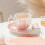 Ceramic Coffee Mug with Saucer, Pearl Shell Cup, for Tea and Latte 4
